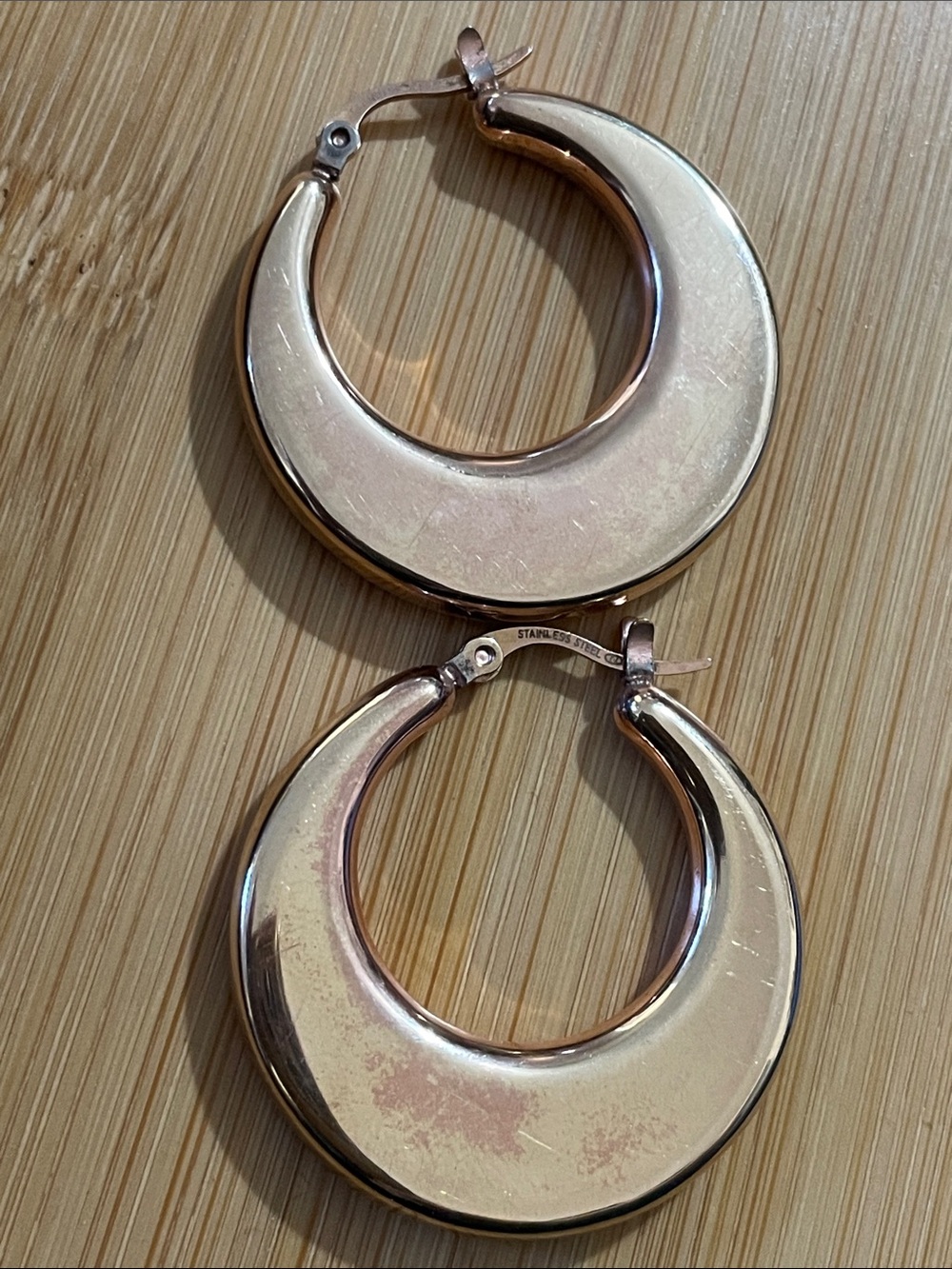 Vintage Rose Gold Tone Stainless steel hoop earrings